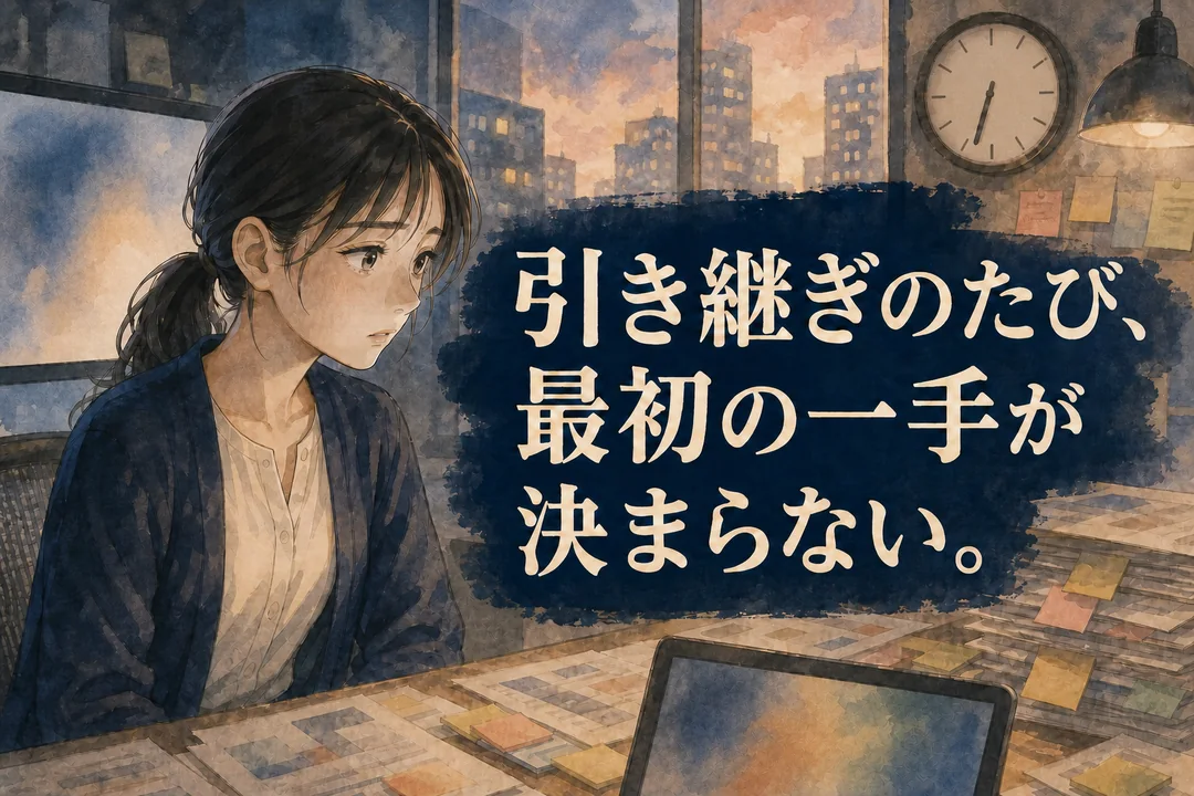 引き継ぎのたび、最初の一手が決まらない。